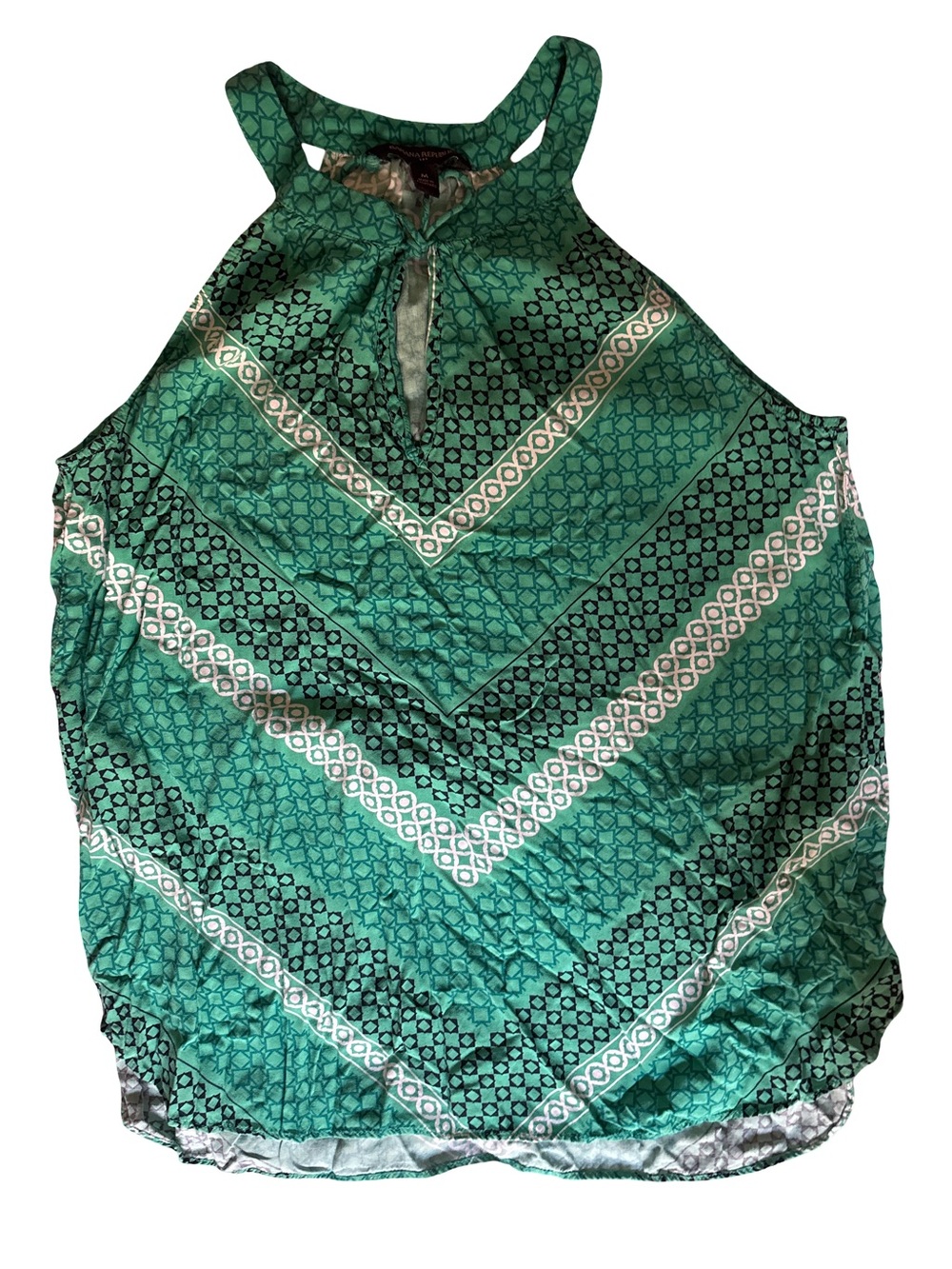 Banana Republic Teal Patterned Halter Tank Top